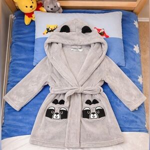 George Kids Gray Raccoon Pajama Robe | Boys Toddler Size 3T | Hooded Sleepwear
